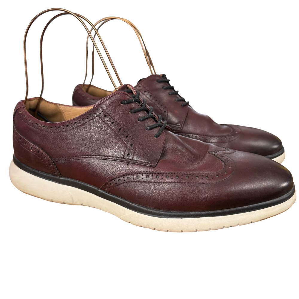 Florsheim Comfortech Leather Flair Wingtip Oxford Burgundy Dress Shoes sz 11 W